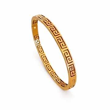 Luxury Greek Key Gold Stainless Steel Cuff Bracelet
