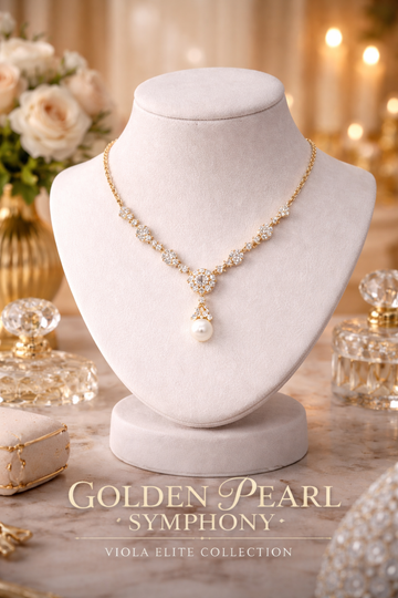 Golden Pearl Symphony – Luxury Diamond & Pearl Harmony Necklace