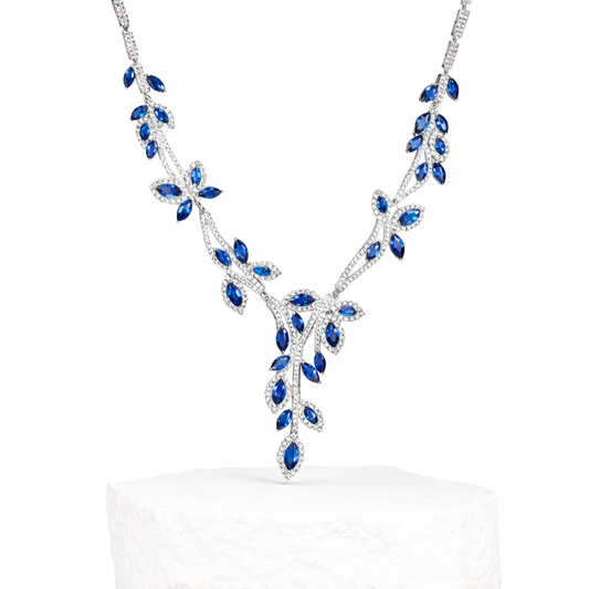 The Celestial Sapphire Leaf Garden Necklace
