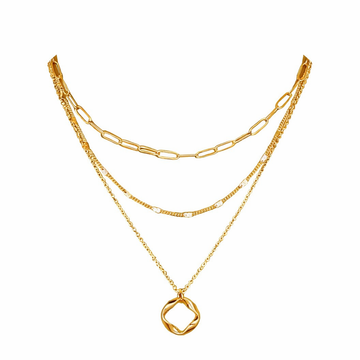 Layered Radiance: 14K Gold Plated Necklace Set